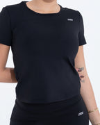 Black half-sleeve top