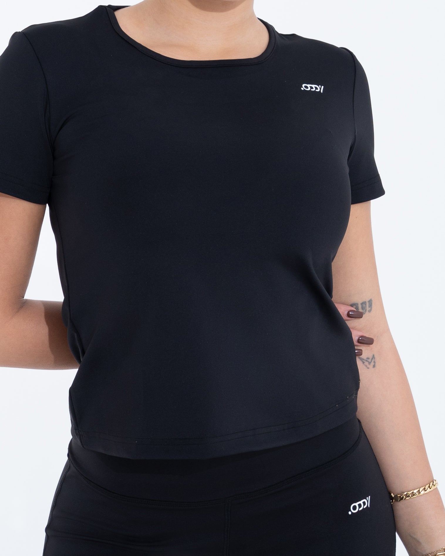 Black half-sleeve top