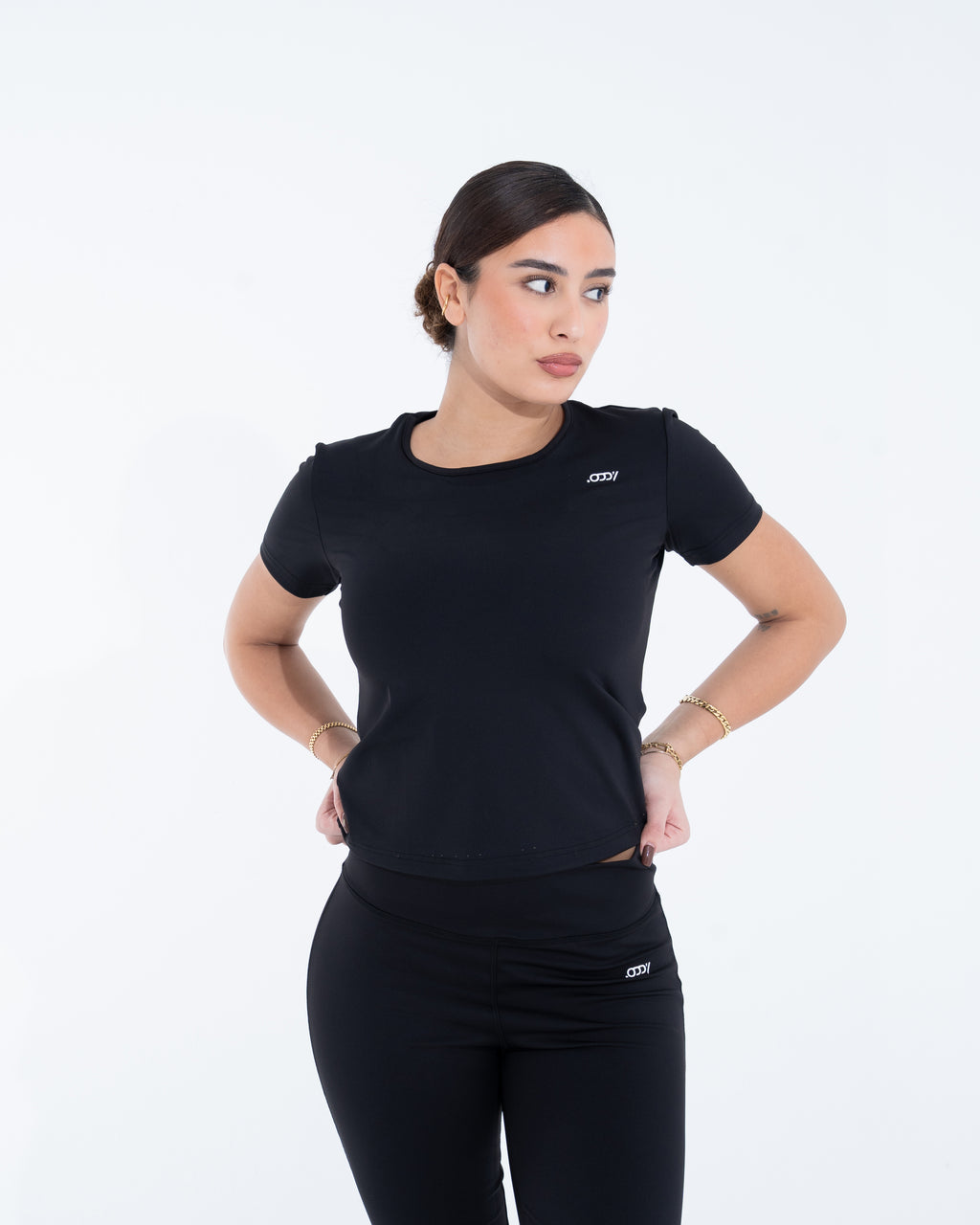 Black half-sleeve top