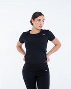 Black half-sleeve top