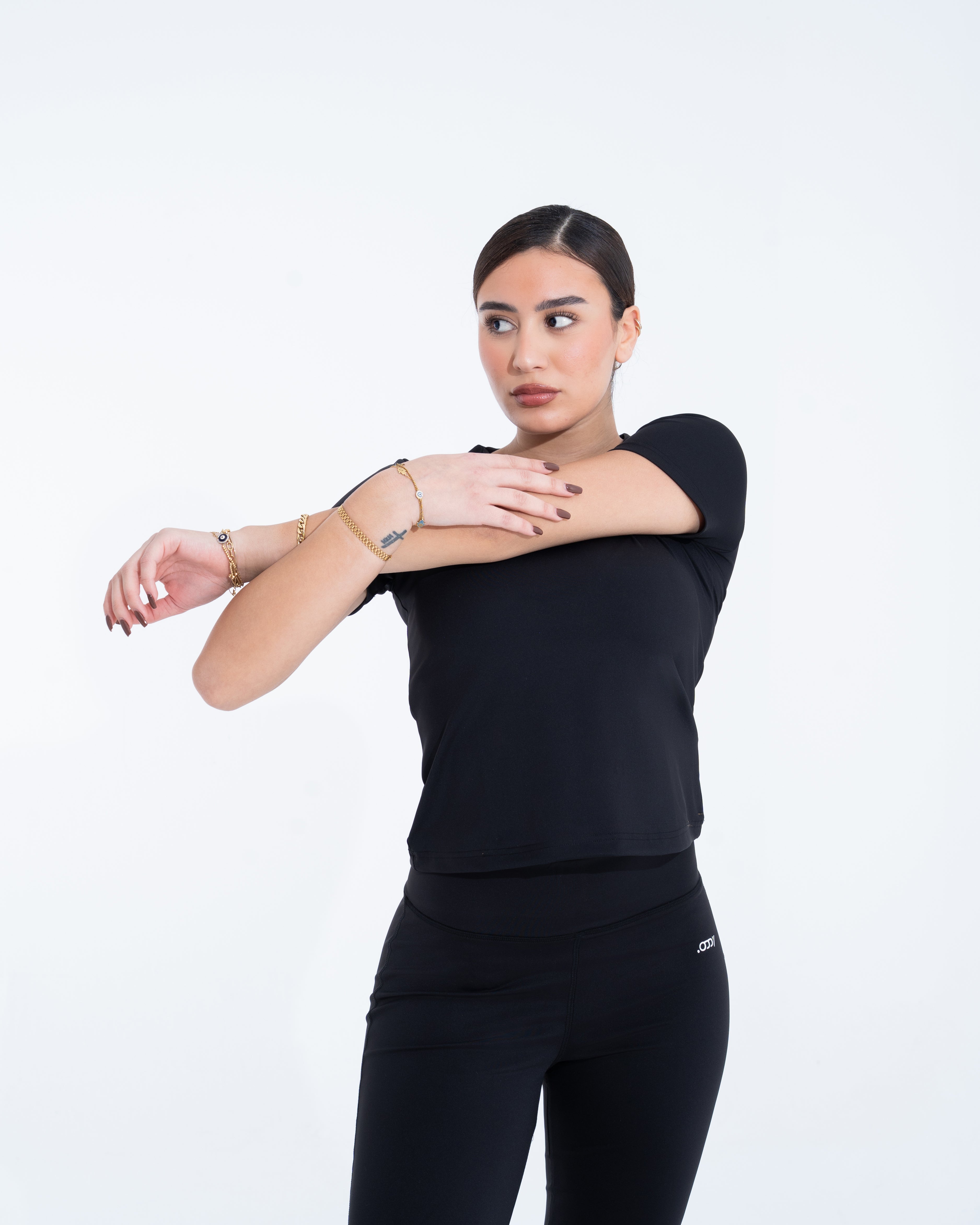 Black half-sleeve top