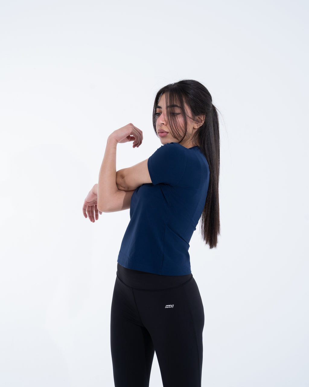 Navy half-sleeve top