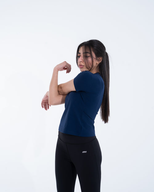 Navy half-sleeve top