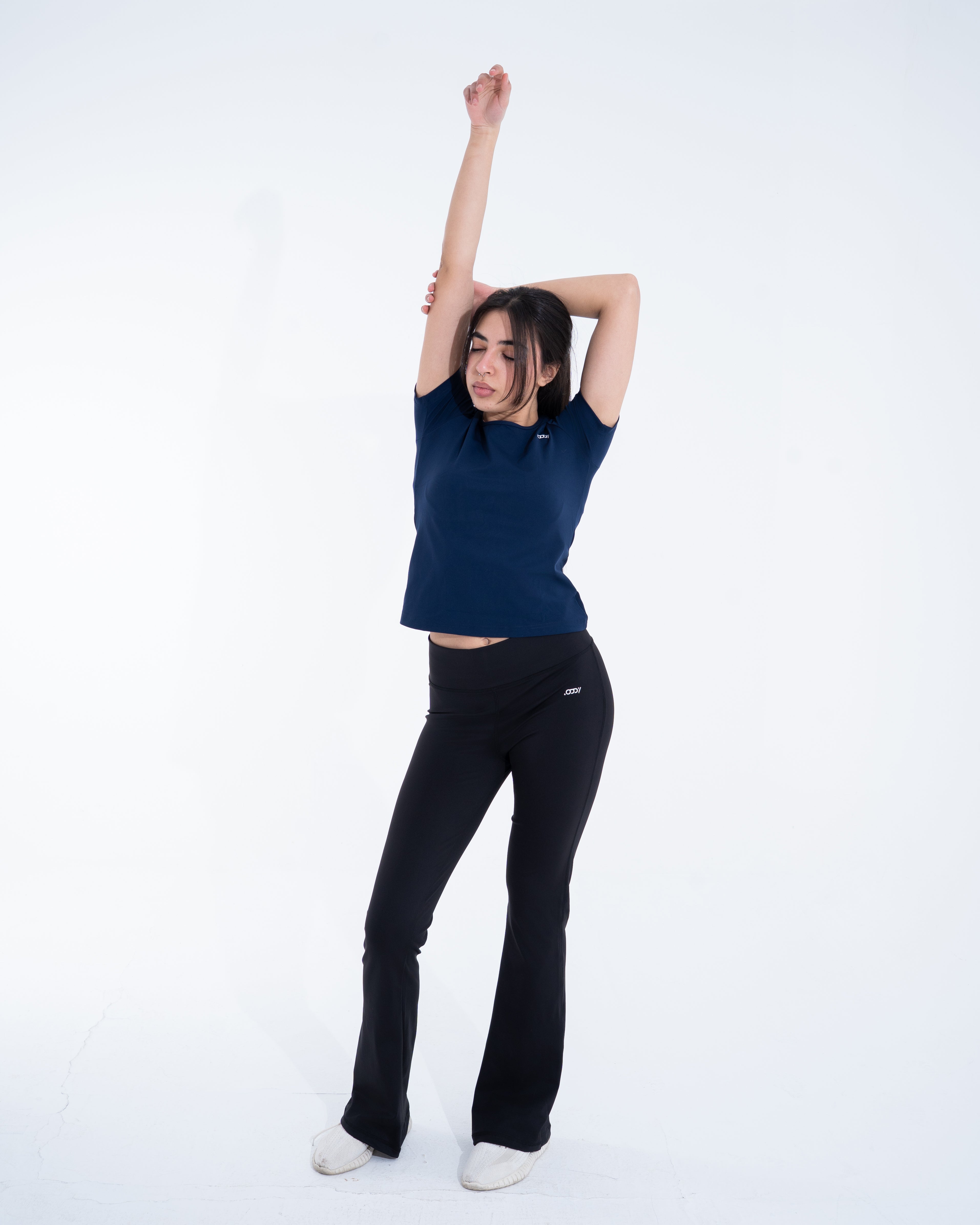 Navy half-sleeve top