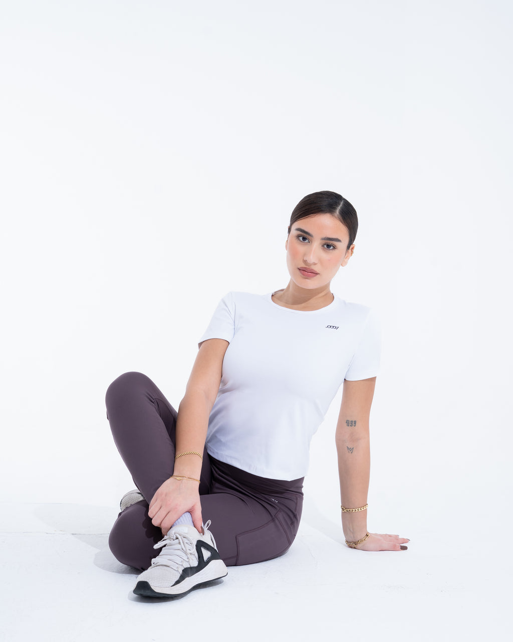 White half-sleeve top