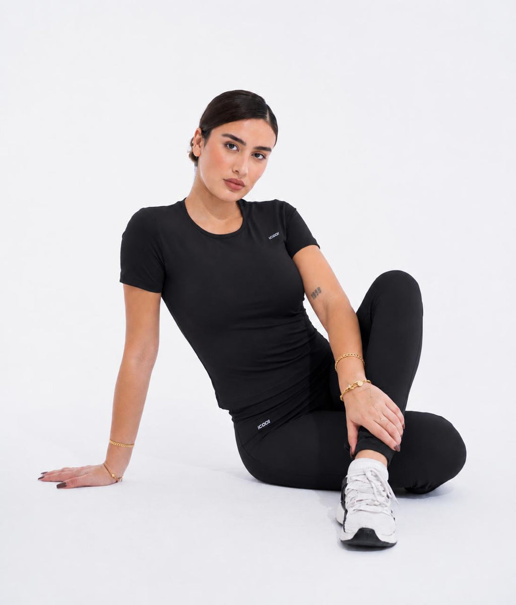 Black half-sleeve top