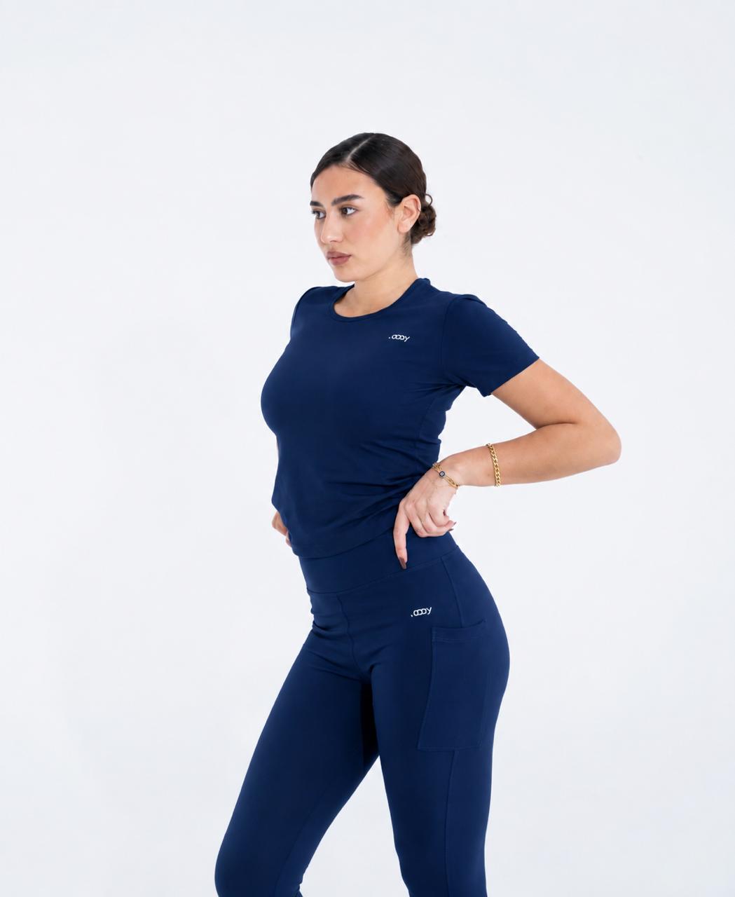 Navy half-sleeve top
