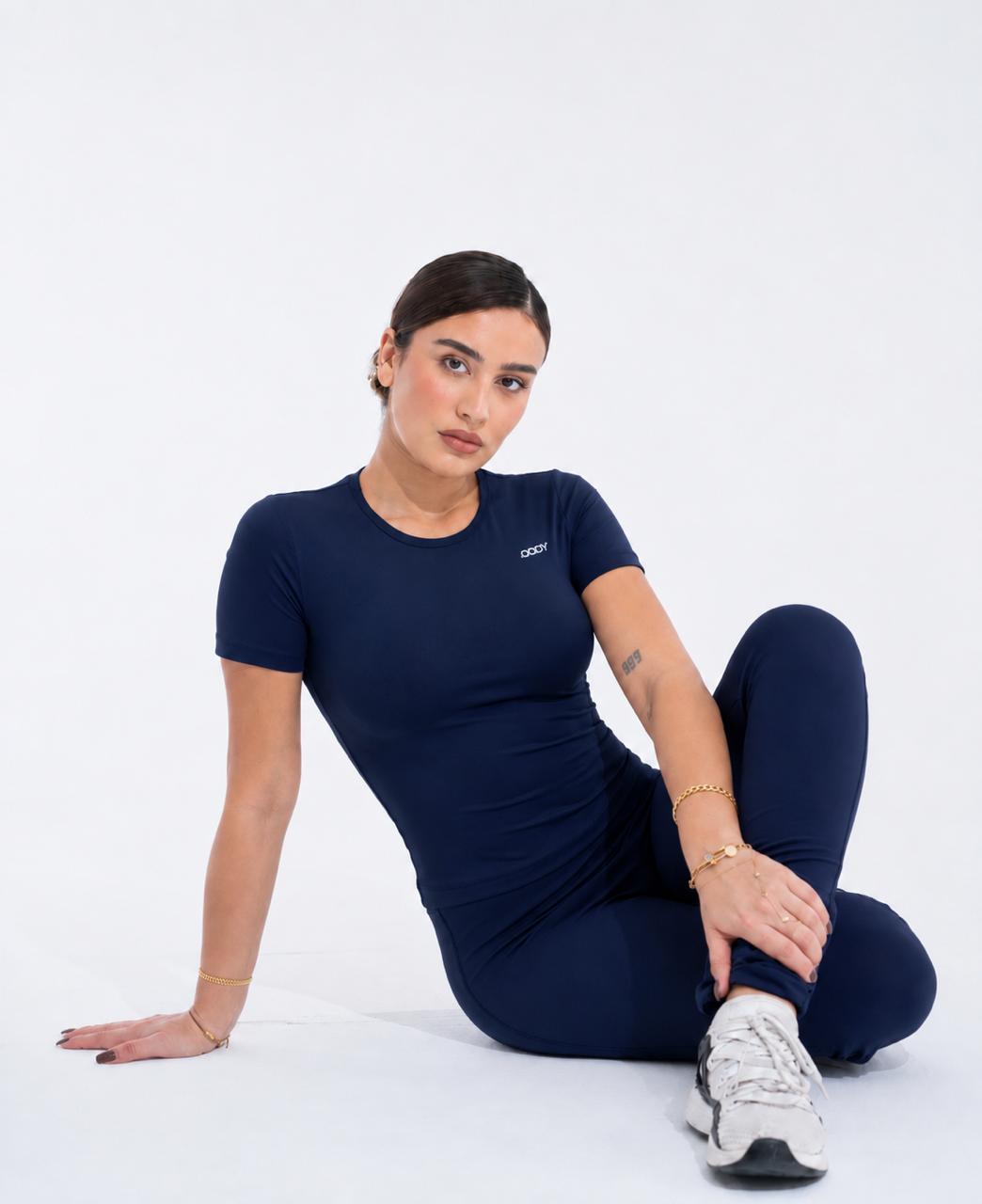 Navy half-sleeve top